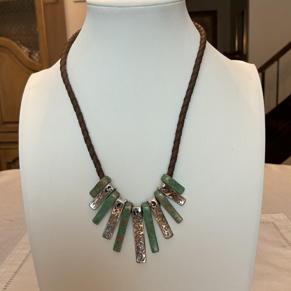 Turquoise Color Silver Tone Necklace